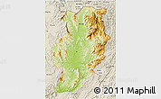 Physical 3D Map of Nan, shaded relief outside