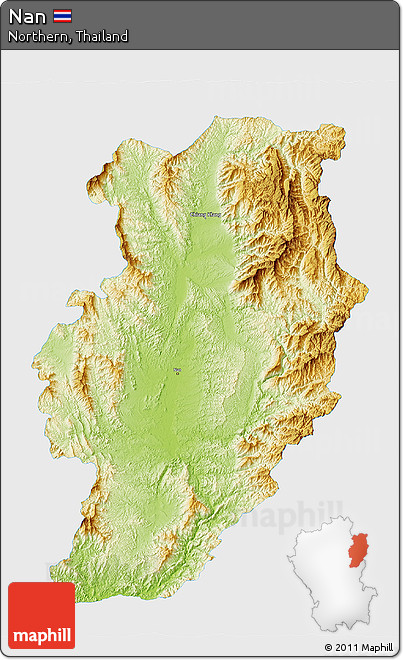 Physical 3D Map of Nan, single color outside