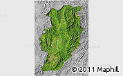 Satellite 3D Map of Nan, lighten, desaturated