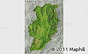 Satellite 3D Map of Nan, lighten, semi-desaturated