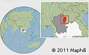 Savanna Style Location Map of Nan, highlighted country, highlighted parent region, hill shading