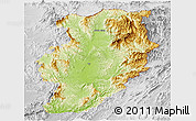 Physical Panoramic Map of Nan, lighten, desaturated