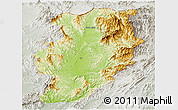 Physical Panoramic Map of Nan, lighten, semi-desaturated