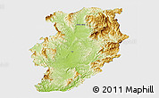 Physical Panoramic Map of Nan, single color outside