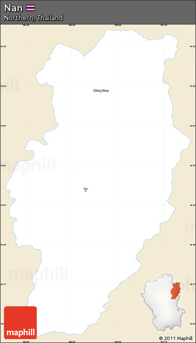 Classic Style Simple Map of Nan, single color outside