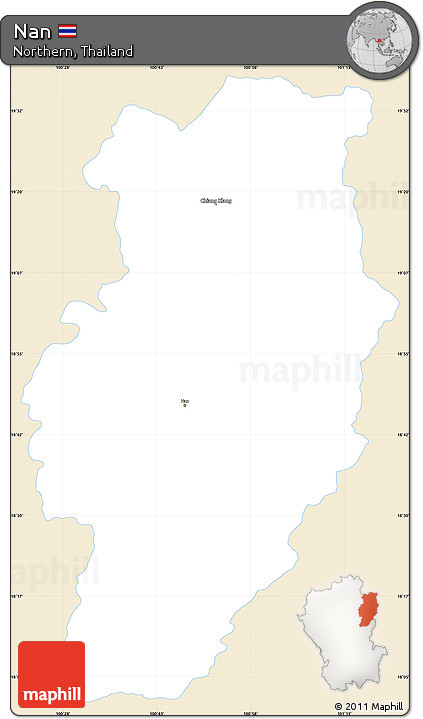 Classic Style Simple Map of Nan, single color outside