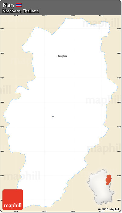 Classic Style Simple Map of Nan, single color outside