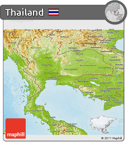 Physical Panoramic Map of Thailand