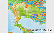 Physical Panoramic Map of Thailand, political outside