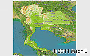 Physical Panoramic Map of Thailand, satellite outside
