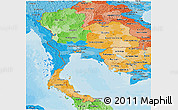 Political Panoramic Map of Thailand, political shades outside