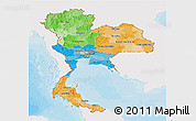 Political Panoramic Map of Thailand, single color outside