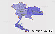 Political Shades Panoramic Map of Thailand, cropped outside