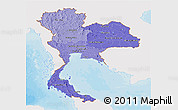 Political Shades Panoramic Map of Thailand, single color outside