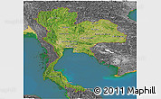 Satellite Panoramic Map of Thailand, desaturated, land only