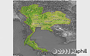 Satellite Panoramic Map of Thailand, desaturated