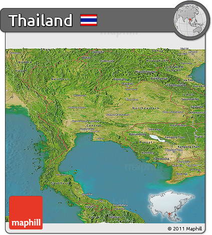 Satellite Panoramic Map of Thailand