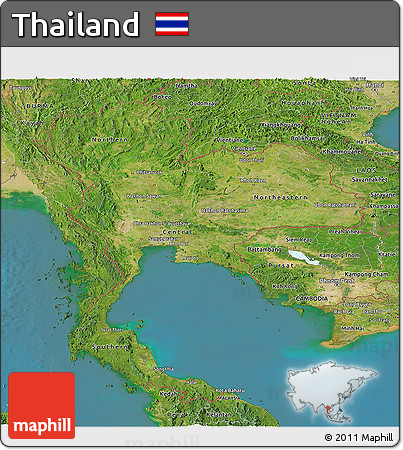 Satellite Panoramic Map of Thailand