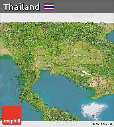 Satellite Panoramic Map of Thailand