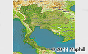 Satellite Panoramic Map of Thailand, physical outside, satellite sea