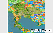 Satellite Panoramic Map of Thailand, political outside, satellite sea