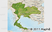 Satellite Panoramic Map of Thailand, shaded relief outside