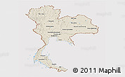 Shaded Relief Panoramic Map of Thailand, cropped outside