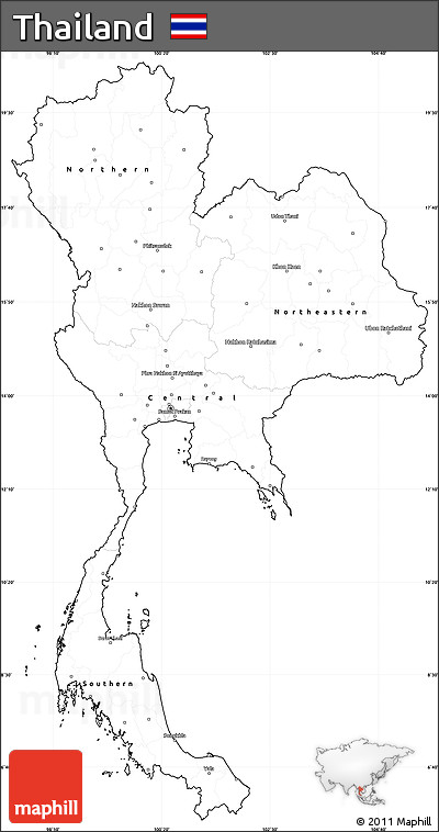 Blank Simple Map of Thailand, cropped outside