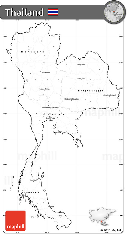 Blank Simple Map of Thailand, cropped outside