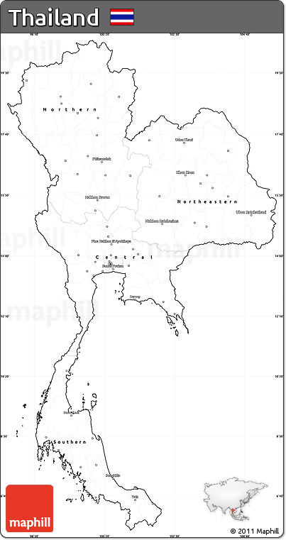 Blank Simple Map of Thailand, cropped outside