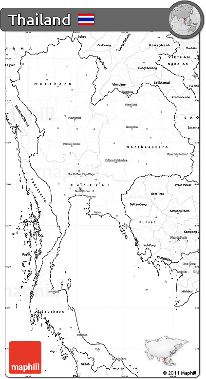 Blank Simple Map of Thailand