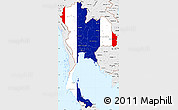 Flag Simple Map of Thailand, single color outside, borders and labels, flag aligned to the middle