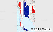 Flag Simple Map of Thailand, single color outside, borders and labels, flag rotated