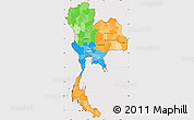 Political Simple Map of Thailand, cropped outside