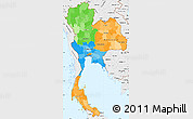 Political Simple Map of Thailand, single color outside, borders and labels