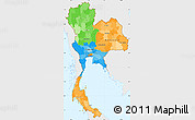 Political Simple Map of Thailand, single color outside