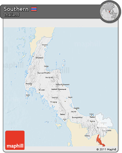 Classic Style 3D Map of Southern, single color outside