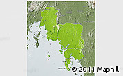Physical 3D Map of Krabi, semi-desaturated