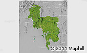 Satellite 3D Map of Krabi, lighten, desaturated