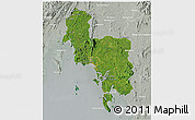 Satellite 3D Map of Krabi, lighten, semi-desaturated