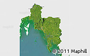 Satellite 3D Map of Krabi, single color outside