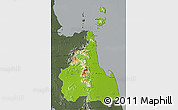 Physical 3D Map of Nakhon Thammarat, darken, semi-desaturated