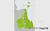 Physical 3D Map of Nakhon Thammarat, lighten, semi-desaturated