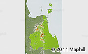 Physical 3D Map of Nakhon Thammarat, semi-desaturated