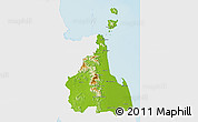 Physical 3D Map of Nakhon Thammarat, single color outside