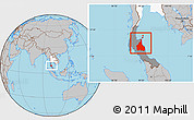 Gray Location Map of Nakhon Thammarat, highlighted country, highlighted parent region