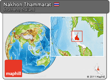 Physical Location Map of Nakhon Thammarat, highlighted parent region