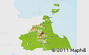 Physical Panoramic Map of Nakhon Thammarat, single color outside