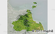 Satellite Panoramic Map of Nakhon Thammarat, lighten, semi-desaturated
