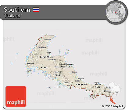 Shaded Relief Panoramic Map of Southern, cropped outside